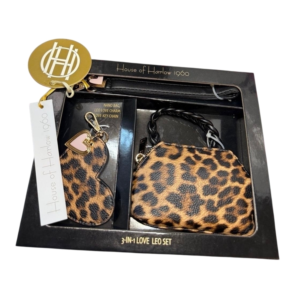 NWT House of Harlow 1960 3-in-1 Love Leo Leopard Nano Bag Gift Set - Picture 2 of 6
